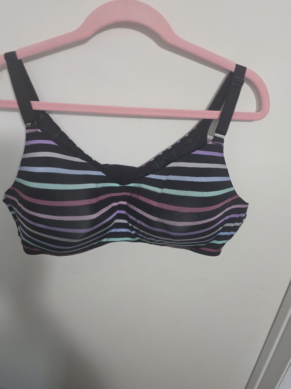 torrid 44 C Black Bra with Pastel Multicolor Stripes